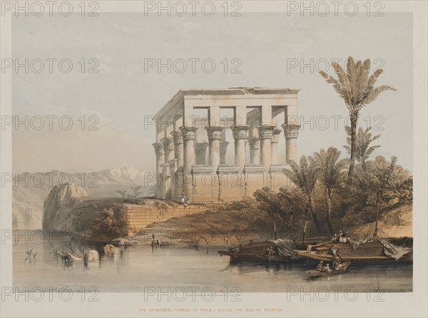 Egypt and Nubia, Volume II: The Hypaethral Temple at Philae, called the Bed of Pharaoh, 1848. Louis Haghe (British, 1806-1885), F.G. Moon, 20 Threadneedle Street, London, after David Roberts (British, 1796-1864). Color lithograph; sheet: 43.7 x 60.2 cm (17 3/16 x 23 11/16 in.); image: 34.6 x 46.3 cm (13 5/8 x 18 1/4 in.)