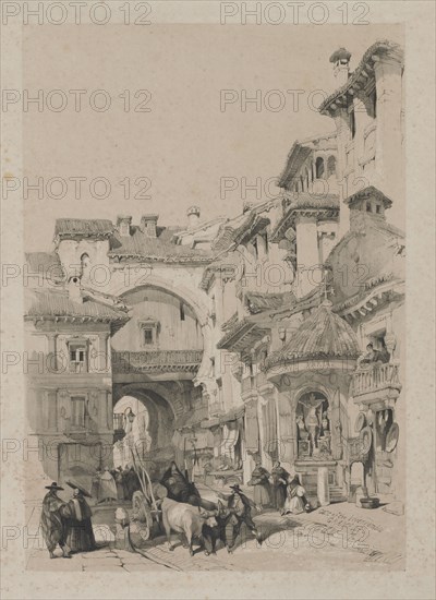 Picturesque Sketches in Spain: Gate of the Vivarrambla, Granada, 1837. Thomas Shotter Boys (British, 1803-1874), Hodgson & Graves6, Pall Mall, London, after David Roberts (British, 1796-1864). Lithograph; sheet: 55.1 x 37.4 cm (21 11/16 x 14 3/4 in.); image: 36.1 x 27.2 cm (14 3/16 x 10 11/16 in.)