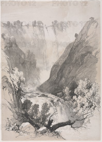 Sketches at Home and Abroad: Falls of Terni, 1830. James Duffield Harding (British, 1798-1863), Charles Tilt, Fleet Street, London. Lithograph with tint stone; sheet: 39.2 x 27.9 cm (15 7/16 x 11 in.); image: 39.2 x 27.9 cm (15 7/16 x 11 in.)