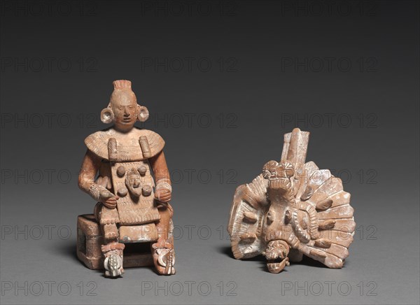 Seated Lord with Removable Headdress, 600-800. Mesoamerica, Maya, probably Jaina Island, Late Classical period, 7th-9th century. Ceramic and slip; overall: 21 cm (8 1/4 in.).