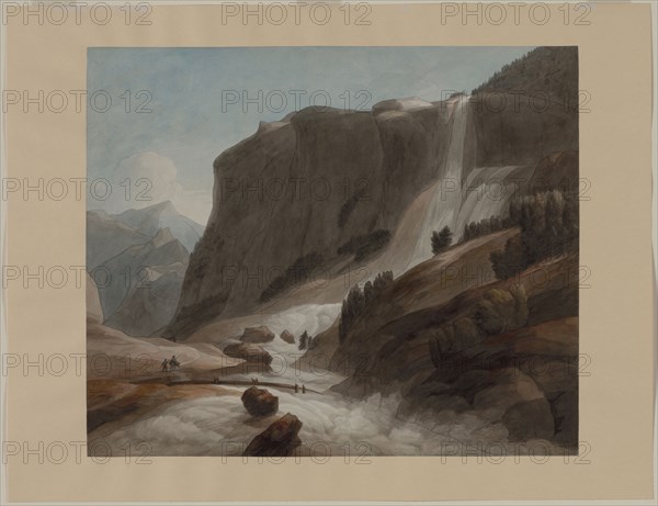 Waterfall between Chiavenna and Mount Splügen, 1784. Francis Towne (British, 1739/40-1816). Watercolor with graphite, point of brushwork, and selective glazing ;
