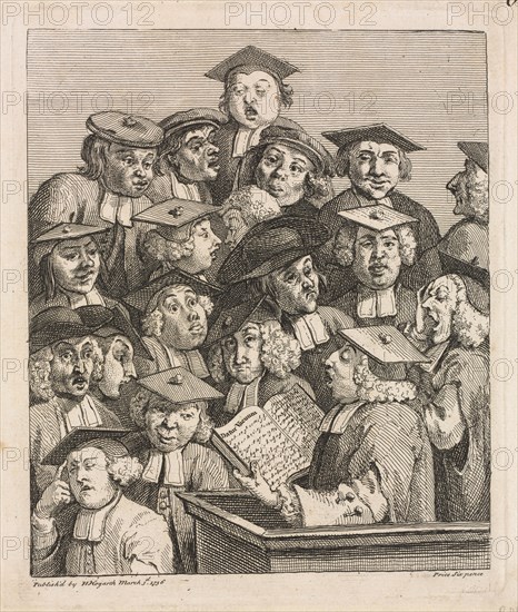 Scholars at a Lecture, 1736-1737. William Hogarth (British, 1697-1764). Etching and engraving; sheet: 25.2 x 21.5 cm (9 15/16 x 8 7/16 in.); platemark: 22.2 x 18.4 cm (8 3/4 x 7 1/4 in.); border: 20.5 x 17.4 cm (8 1/16 x 6 7/8 in.)