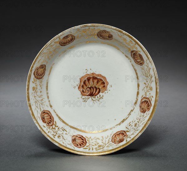 Saucer from Oliver Wolcott, Jr. Tea Service, 1785-1805. Chinese Export porcelain, late 18th-early 19th century. Porcelain, sepia enamel, gold leaf; overall: 3 x 13 cm (1 3/16 x 5 1/8 in.).