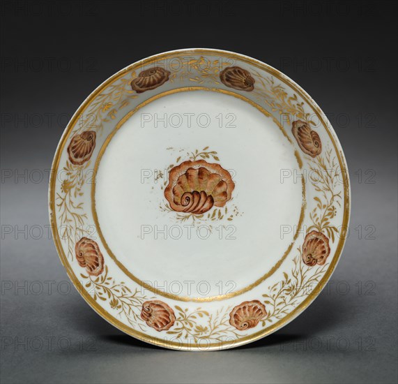 Saucer from Oliver Wolcott, Jr. Tea Service, 1785-1805. Chinese Export porcelain, late 18th-early 19th century. Porcelain, sepia enamel, gold leaf; overall: 3 x 13 cm (1 3/16 x 5 1/8 in.).