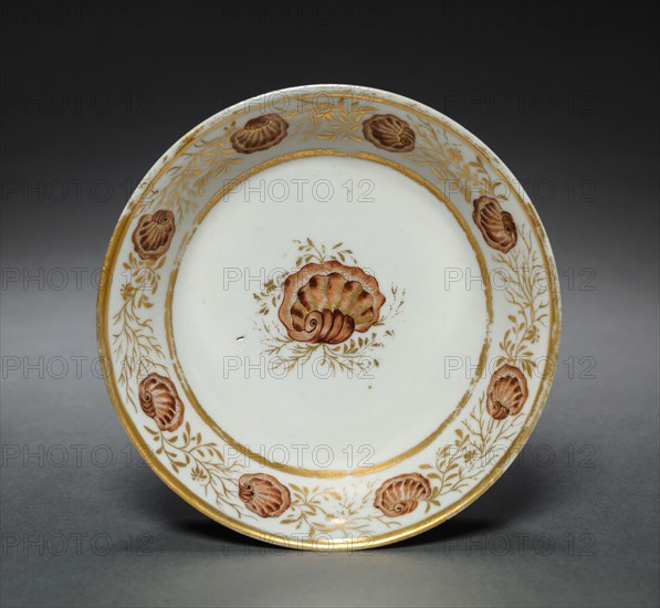 Saucer from Oliver Wolcott, Jr. Tea Service, 1785-1805. Chinese Export porcelain, late 18th-early 19th century. Porcelain, sepia enamel, gold leaf; overall: 3 x 13 cm (1 3/16 x 5 1/8 in.).