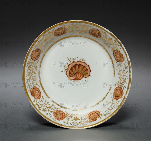 Saucer from Oliver Wolcott, Jr. Tea Service, 1785-1805. Chinese Export porcelain, late 18th-early 19th century. Porcelain, sepia enamel, gold leaf; overall: 3 x 13 cm (1 3/16 x 5 1/8 in.).