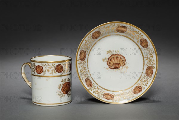 Cup from Oliver Wolcott, Jr. Tea Service, 1785-1805. Chinese Export porcelain, late 18th-early 19th century. Porcelain, sepia enamel, gold leaf; overall: 7 x 9 x 6 cm (2 3/4 x 3 9/16 x 2 3/8 in.).
