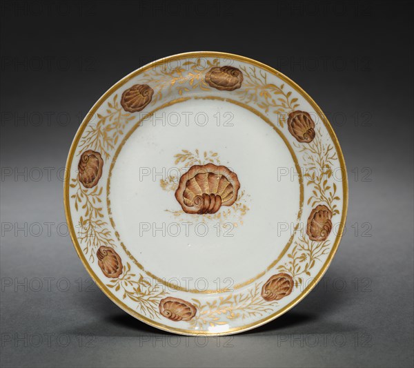 Saucer from Oliver Wolcott, Jr. Tea Service, 1785-1805. Chinese Export porcelain, late 18th-early 19th century. Porcelain, sepia enamel, gold leaf; overall: 3 x 13 cm (1 3/16 x 5 1/8 in.).
