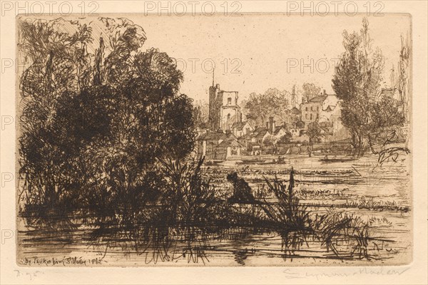 Hamerton's Portfolio III: Twickenham Church, 1865-72 (published 1872). Francis Seymour Haden (British, 1818-1910). Etching and drypoint; sheet: 18.2 x 26.3 cm (7 3/16 x 10 3/8 in.); platemark: 13.7 x 21.4 cm (5 3/8 x 8 7/16 in.).