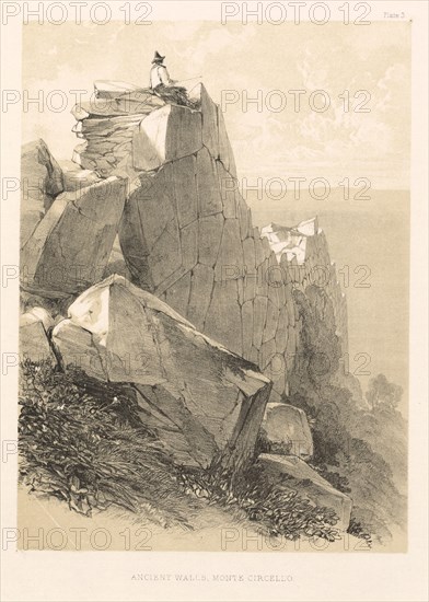 Illustrated Excursion in Italy (vol. II): Ancient Walls, Monte Circello, 1846. Edward Lear (British, 1812-1888). Color lithograph; sheet: 35.6 x 25.5 cm (14 x 10 1/16 in.).