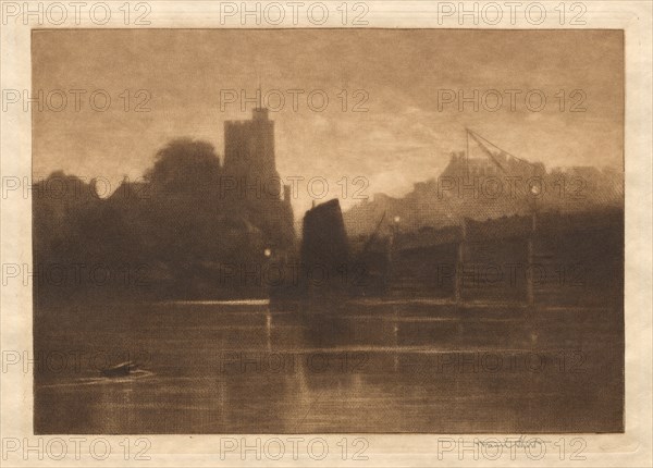 Ebb Tide, Putney Bridge, 1885. Frank Short (British, 1857-1945). Mezzotint; sheet: 16.7 x 23.8 cm (6 9/16 x 9 3/8 in.); platemark: 13.4 x 18.9 cm (5 1/4 x 7 7/16 in.).