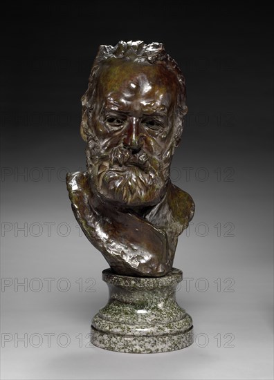 Bust of Victor Hugo, 1883 modeled; cast by 1917. Auguste Rodin (French, 1840-1917). Bronze; overall: 56.5 x 24 x 25.5 cm (22 1/4 x 9 7/16 x 10 1/16 in.)