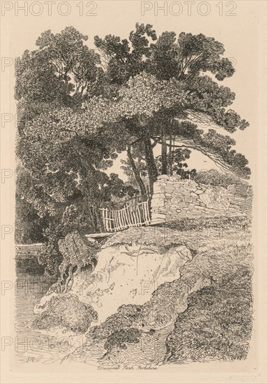 Liber Studiorum: Plate 13, Duncomb Park, Yorkshire: No. 5, 1838. John Sell Cotman (British, 1782-1842). Softground etching, from a bound volume containing 48 plates; sheet: 49.5 x 32 cm (19 1/2 x 12 5/8 in.); platemark: 20.7 x 14.5 cm (8 1/8 x 5 11/16 in.).