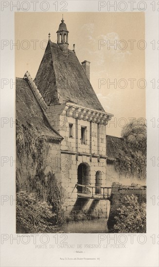 Architecture Pittoresque ou Monuments des XVeme. Et XVIeme. Siecles: Chateaux de France des XV et XVI Siecles: Pl. 48, Porte Du Château de Fresnay-Le-Puceux (Calvados), 1860. Victor Petit (French, 1817-1874), Charles Boivin (publisher and editor); Lith de Godard a Paris (printer). Lithograph with tint stone, from portfolio of 100 lithographs with tint stone; sheet: 35.6 x 27.3 cm (14 x 10 3/4 in.); image: 23.6 x 14 cm (9 5/16 x 5 1/2 in.).