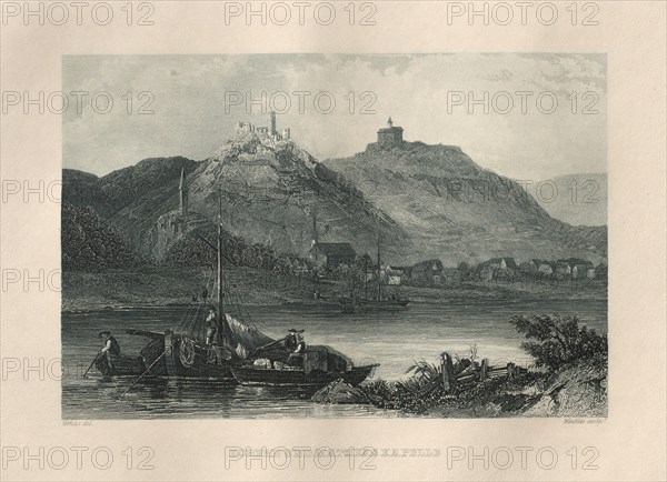 Das Malerische und Romantische Rheinland: Kobern und Mathias Kapelle, 1928. Henry Winkles (British, 1801-1900), after Theodor Verhas (German, 1811-1872), Kurt Schroeder. Etching in blue; sheet: 24.1 x 32.7 cm (9 1/2 x 12 7/8 in.); platemark: 16.3 x 26.2 cm (6 7/16 x 10 5/16 in.)