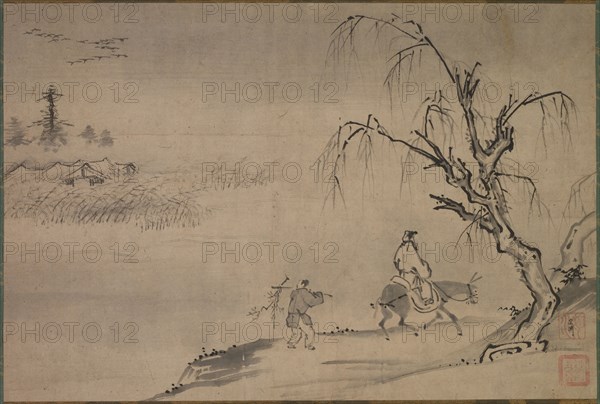 Chinese Literatus in an Autumn Landscape, late 1400s. Josui Soen (Japanese, active c. 1489-1500). Hanging scroll, ink on paper; mounted: 111 x 56.2 cm (43 11/16 x 22 1/8 in.).