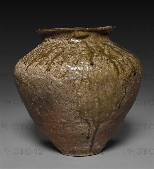 Storage Jar, late 1100s. Japan, Kamakura period (1185-1333). Stoneware with natural ash glaze (Tokoname ware); diameter: 38.2 cm (15 1/16 in.); overall: 37 cm (14 9/16 in.).