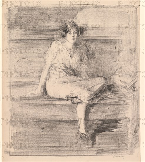 Untitled (Young Lady Seated), 1914. Albert de Belleroche (British, 1864-1944). Lithograph; image: 41.5 x 37.4 cm (16 5/16 x 14 3/4 in.); sheet: 55.8 x 37.9 cm (21 15/16 x 14 15/16 in.).