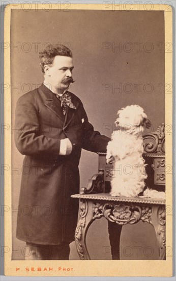 Portrait of a Man and His Dog, c. 1880. Pascal Sébah (Turkish, 1823-1886). Carte-de-visite, albumen print; image: 9.4 x 5.8 cm (3 11/16 x 2 5/16 in.); paper: 10.2 x 6.3 cm (4 x 2 1/2 in.)