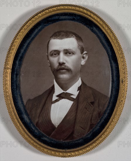 Untitled (Portrait of a Man), 1879. Etienne Carjat (French, 1828-1906). Photograph on enamel in copper alloy frame with velvet liner; overall: 7.7 x 6.2 cm (3 1/16 x 2 7/16 in.)