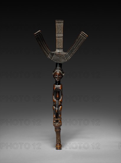 Bow Stand, 1800s. Africa, Democratic Republic of the Congo, Luba people. Wood, plant fiber; without base: 57.9 x 23 x 10 cm (22 13/16 x 9 1/16 x 3 15/16 in.)