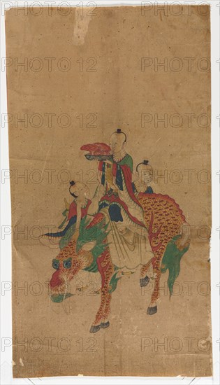 Daoist Immortal on a Kilin and Two Attendants, 1392-1910. Sa Lin Pun (Korean). Ink and color on paper; painting only: 52.9 x 28.7 cm (20 13/16 x 11 5/16 in.); overall: 61 x 38 cm (24 x 14 15/16 in.).