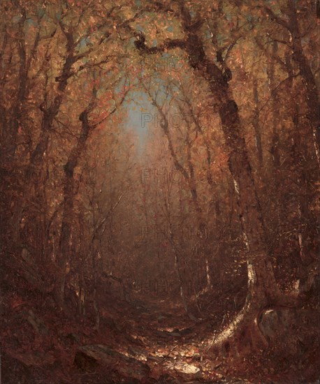 Autumn, a Wood Path, 1876. Sanford Robinson Gifford (American, 1823-1880). Oil on canvas; unframed: 38 x 31.8 cm (14 15/16 x 12 1/2 in.).