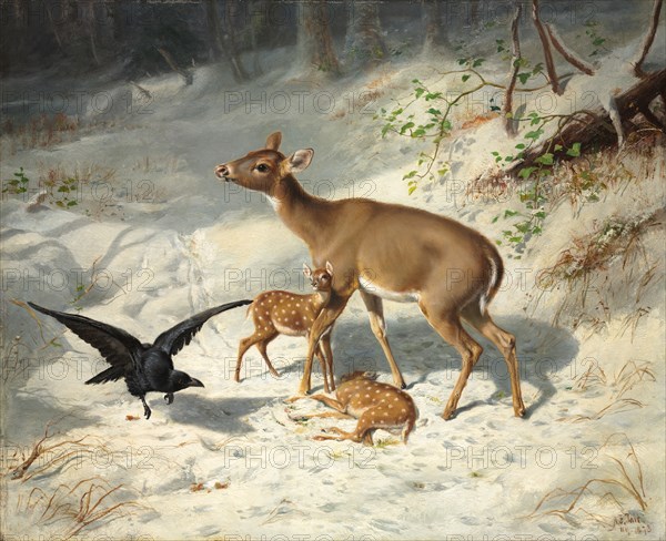 Maternal Solicitude, 1873. Arthur Fitzwilliam Tait (American, 1819-1905). Oil on wood; unframed: 49.5 x 61 cm (19 1/2 x 24 in.).