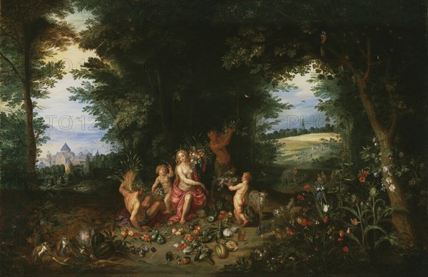 Landscape with Ceres, Allegory of Earth, Jan Brueghel the Younger, Flemish, 1601 - 1678, Hendrik van Balen Flemish, 1575