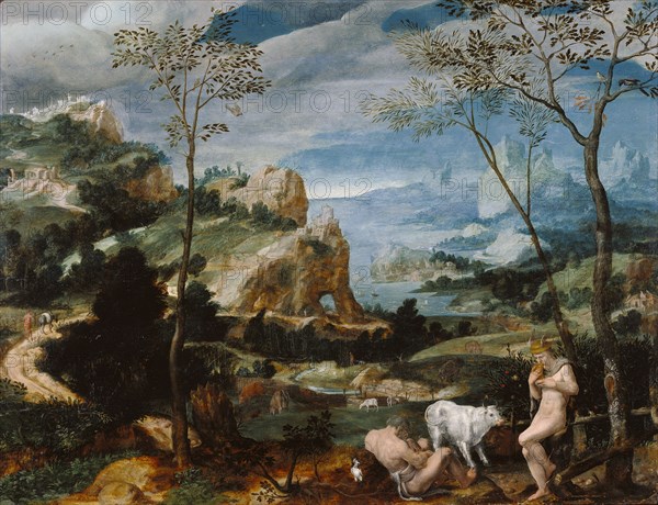 Landscape with Mercury and Argus; Flemish, 16th century; about 1570; Oil on panel; 35.6 x 45.7 cm, 14 x 18 in