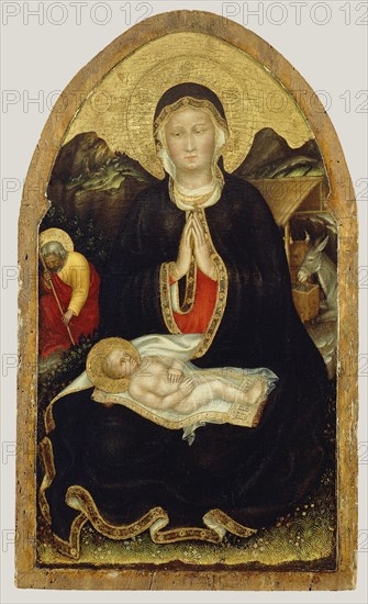 Nativity; Gentile da Fabriano, Italian, about 1370 - 1427, about 1420 - 1422; Tempera and gold leaf on panel; 72.4 × 42.6 cm