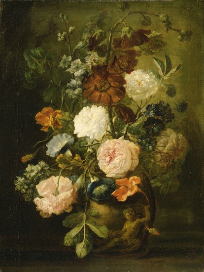 Vase of Flowers; Follower of Jan van Huysum, Dutch, 1682 - 1749, mid-18th century; Oil on canvas; 54.6 x 40.6 cm