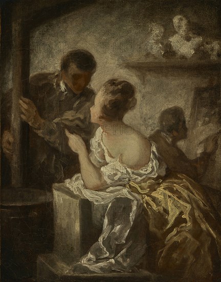 The Studio; Honoré Daumier, French, 1808 - 1879, about 1870; Oil on canvas; 40.6 × 32.1 cm, 16 × 12 5,8 in