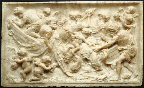 Marine Scene; Gerard van Opstal, Flemish, 1605 - 1668, Flanders, Belgium; about 1640; Alabaster; 61.9 x 101.8 x 7.3 cm