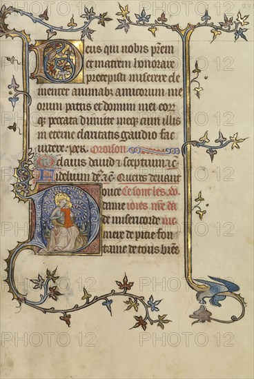 Initial D: The Virgin and Child; Atelier of the Passion Master; Northeastern, illuminated, France; illumination about 1270