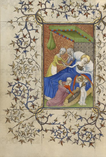 The Nativity of the Virgin; Pseudo-Jacquemart de Hesdin, French, active about 1380 - 1415, Bourges, probably, France