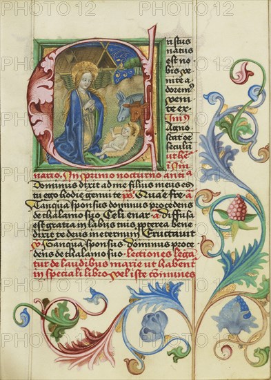 Initial C: The Nativity; Workshop of Valentine Noh, Bohemian, active 1470s, Prague, Bohemia, Czech Republic; about 1470 - 1480