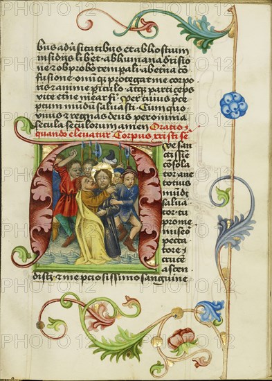 Initial A: The Betrayal of Christ; Workshop of Valentine Noh, Bohemian, active 1470s, Prague, Bohemia, Czech Republic