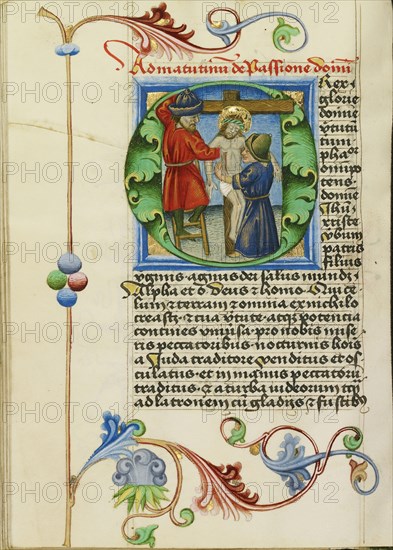 Initial O: The Deposition; Workshop of Valentine Noh, Bohemian, active 1470s, Prague, Bohemia, Czech Republic; about 1470