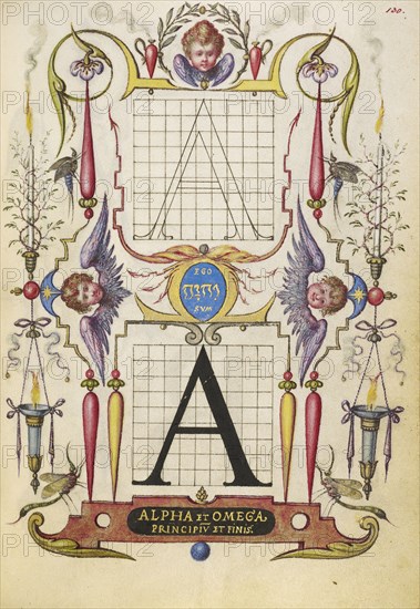 Guide for Constructing the Letter A; Joris Hoefnagel, Flemish , Hungarian, 1542 - 1600, Vienna, Austria; about 1591 - 1596