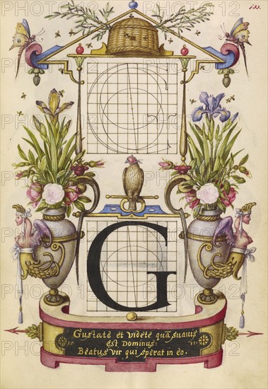 Guide for Constructing the Letter G; Joris Hoefnagel, Flemish , Hungarian, 1542 - 1600, Vienna, Austria; about 1591 - 1596