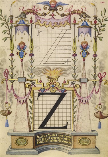 Guide for Constructing the Letter Z; Joris Hoefnagel, Flemish , Hungarian, 1542 - 1600, Vienna, Austria; about 1591 - 1596