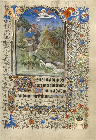 The Annunciation to the Shepherds; Master of the Harvard Hannibal, French, active Paris, France, 1415 - about 1430, Paris