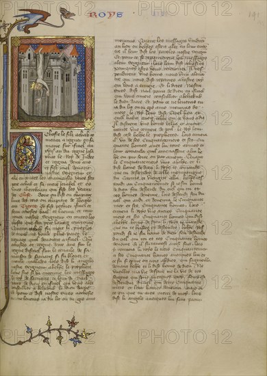 The Fall of Ahaziah; Master of Jean de Mandeville, French, active 1350 - 1370, Paris, France; about 1360 - 1370; Tempera colors