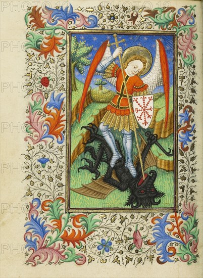 Saint Michael and the Dragon; Master of Sir John Fastolf, French, active before about 1420 - about 1450, France; about 1430