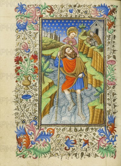 Saint Christopher Carrying the Christ Child; Master of Sir John Fastolf, French, active before about 1420 - about 1450, France