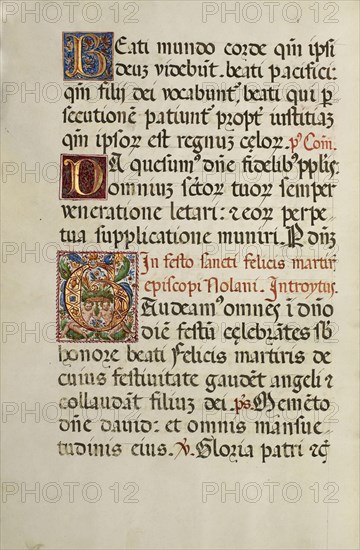 Initial G: Two Dancing Putti; Fra Vincentius a Fundis, Italian, active about 1560s, Nola, Campania, Italy; 1567; Tempera