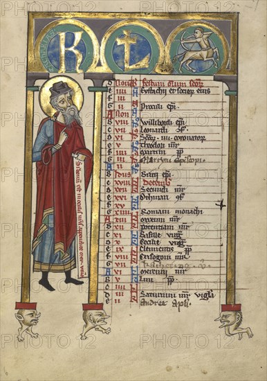 Zechariah; Würzburg, Germany; about 1240 - 1250; Tempera colors, gold leaf, and silver leaf on parchment; Leaf: 22.7 x 15.7 cm