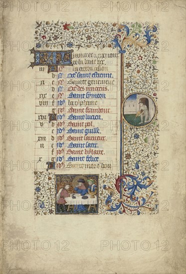 Feasting; Zodiacal Sign of Aquarius; Workshop of the Bedford Master, French, active first half of 15th century, Paris, France