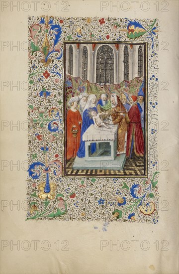 The Circumcision; Master of the Llangattock Hours, Flemish, active about 1450 - 1460, Bruges, illuminated, Belgium; 1450s